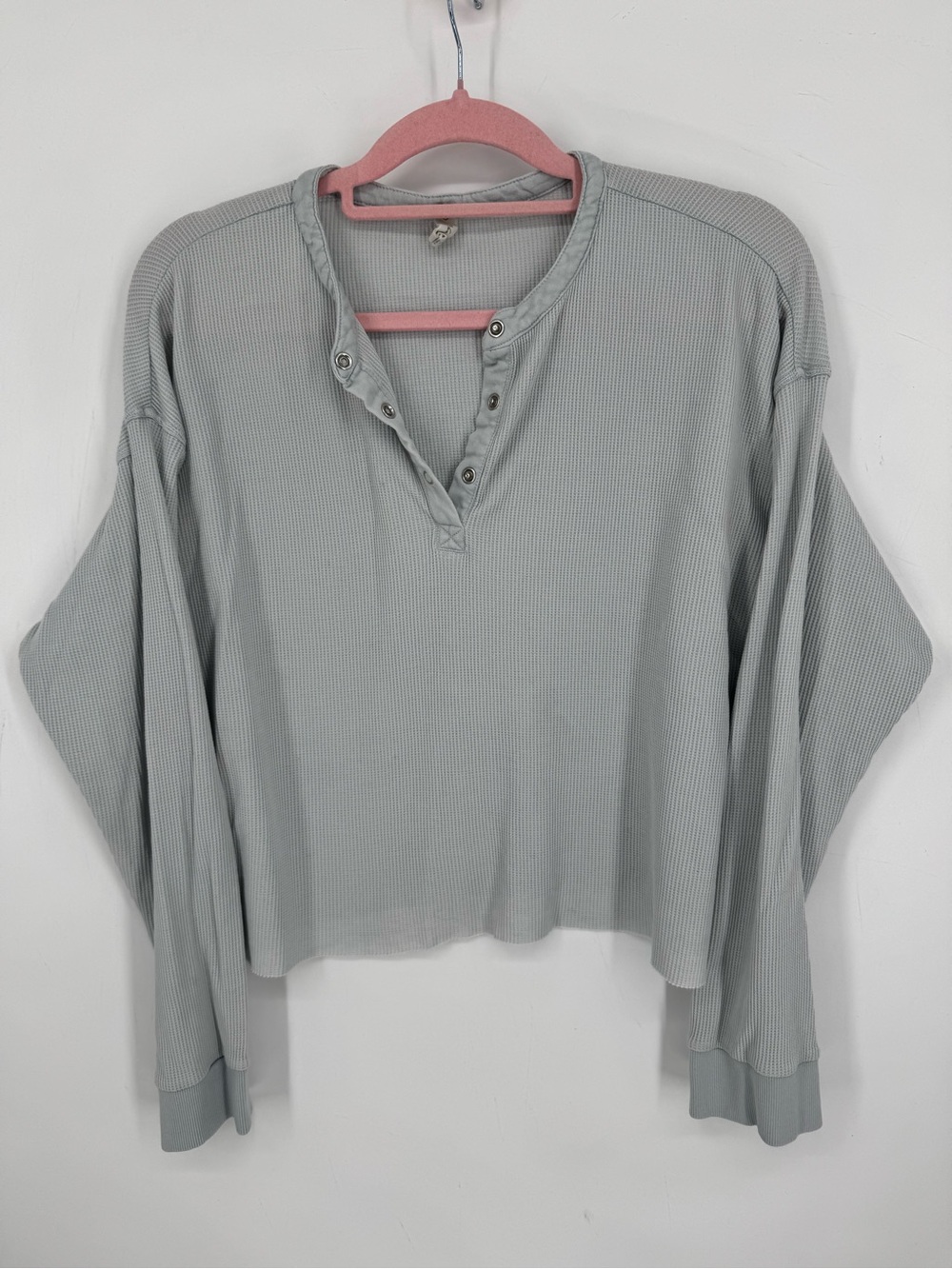 Pacsun LA Hearts Women's Cropped Henley Neutral Grey Oversized Size Large